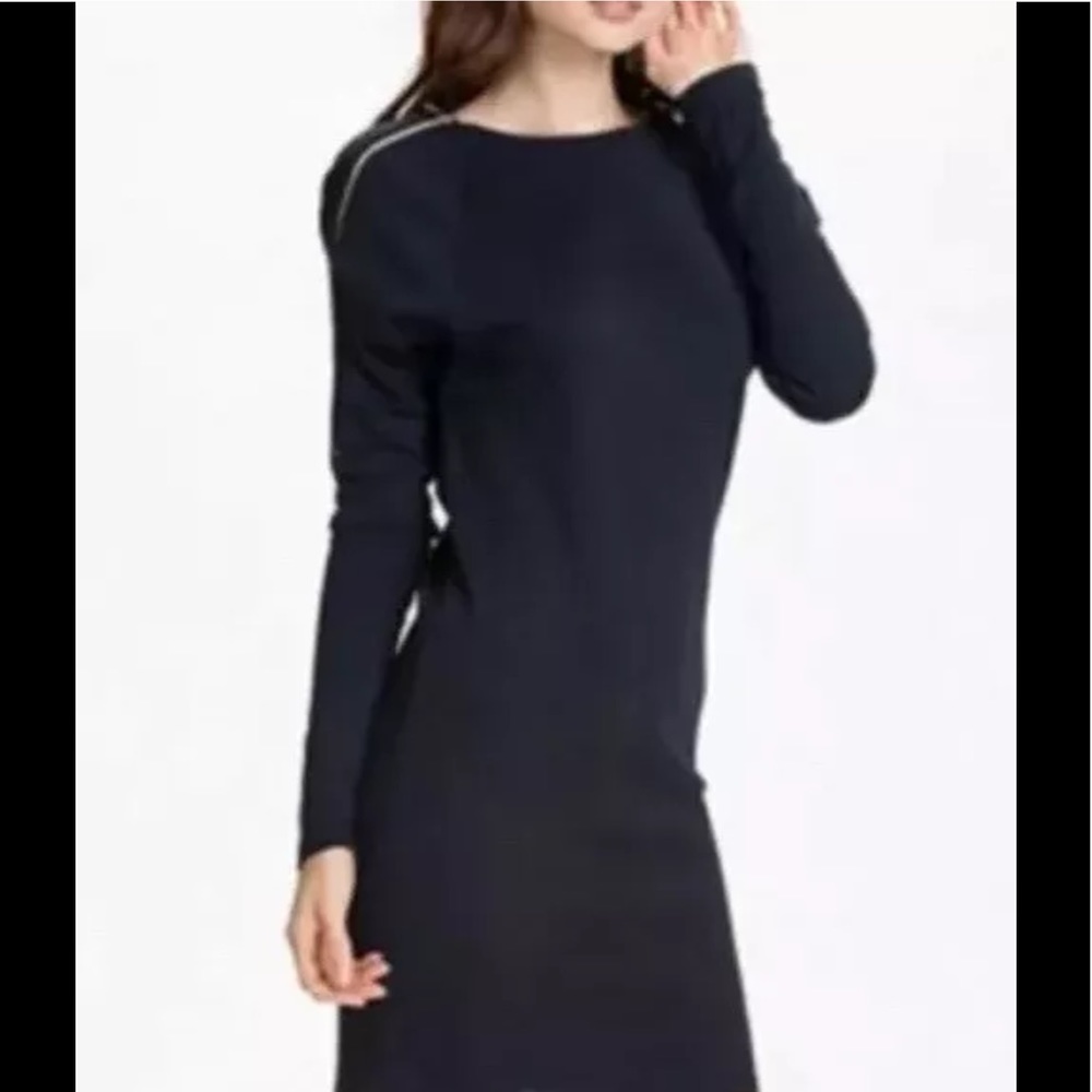 NWT Michael Kors Dolman Sleeve Gold Zipper Shoulder Sweater Dress Sz S